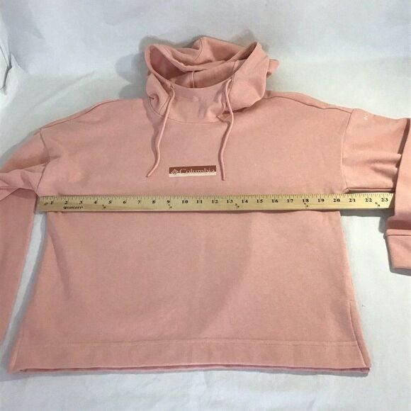 New Columbia Logo II French Terry Hoodie Pullover Faux Pink Women's XS - Picture 6 of 7